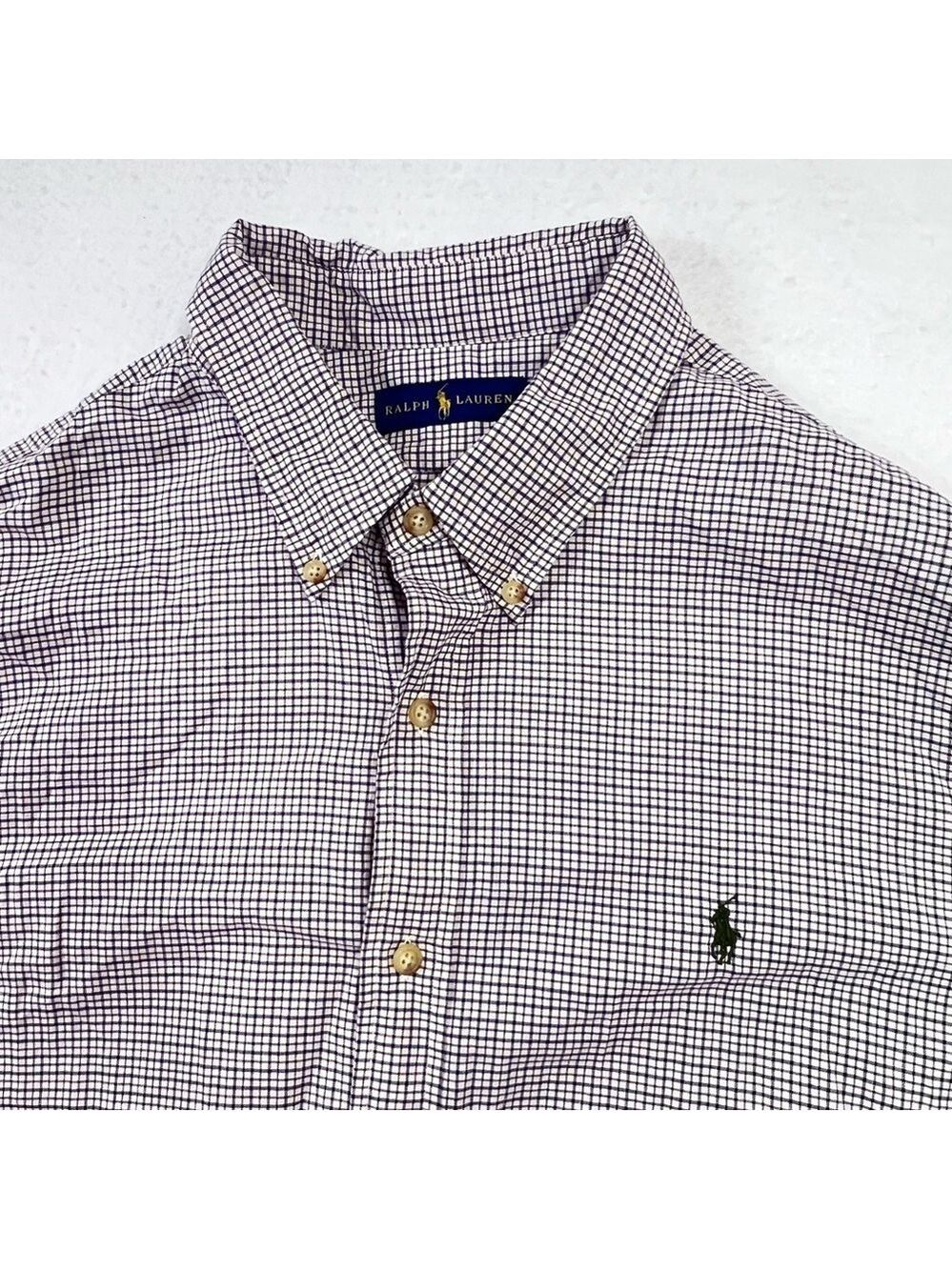 Polo Ralph Lauren Plaid Button Down Shirt XXL Blue White Long Sleeve Classic Fit